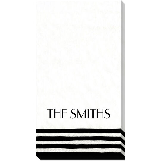 Black and White Stripe Border Caspari Guest Towels